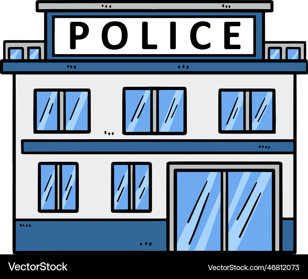 Police station cartoon colored clipart Police station cartoon colored clipart vector image