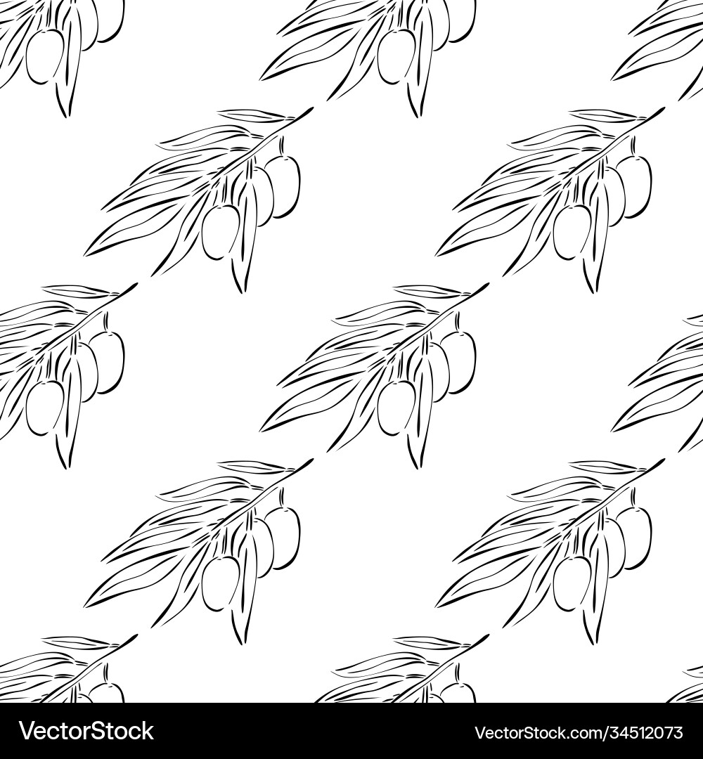 Seamless pattern with branches an olive tree Vector Image