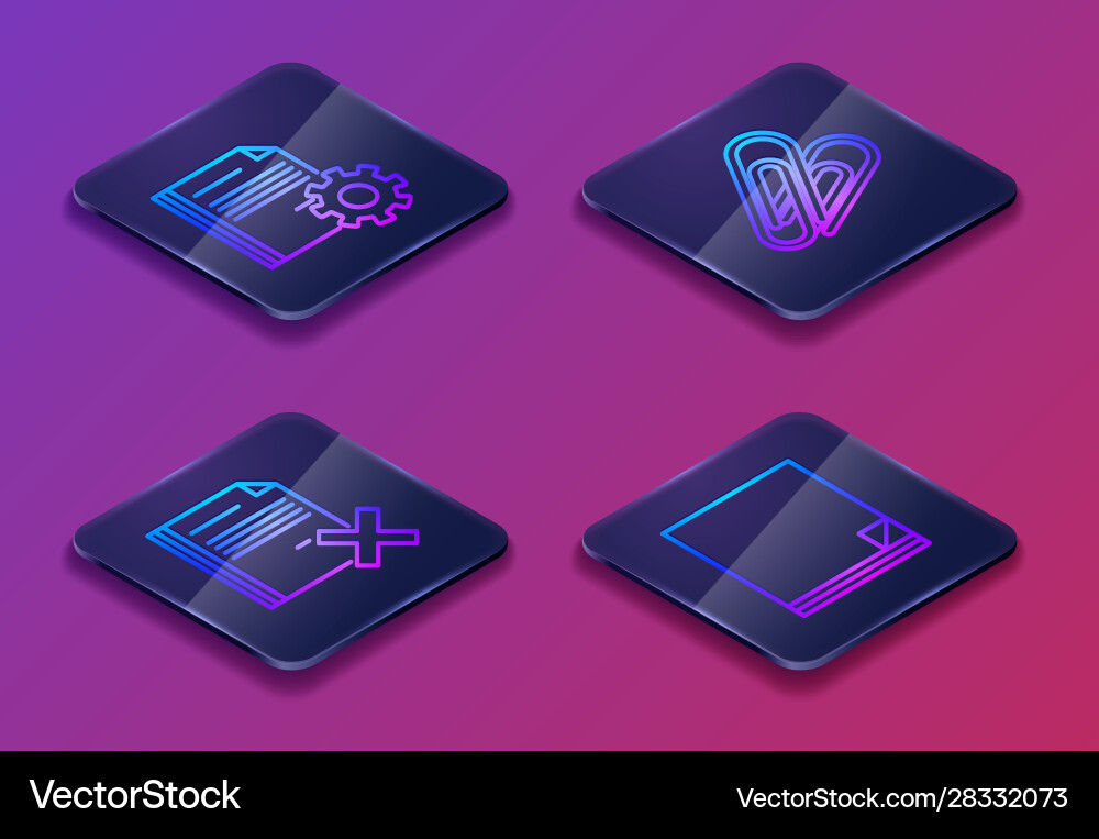 Set isometric line document settings with gears Set isometric line document settings with gears vector image