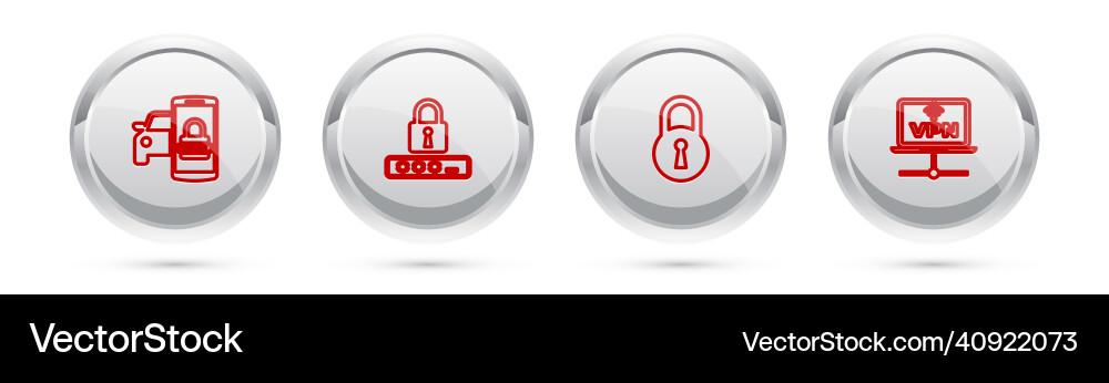 Set line smart car security system password vector image