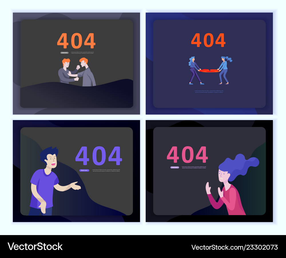 Set of landing page templates error Set of landing page templates error vector image