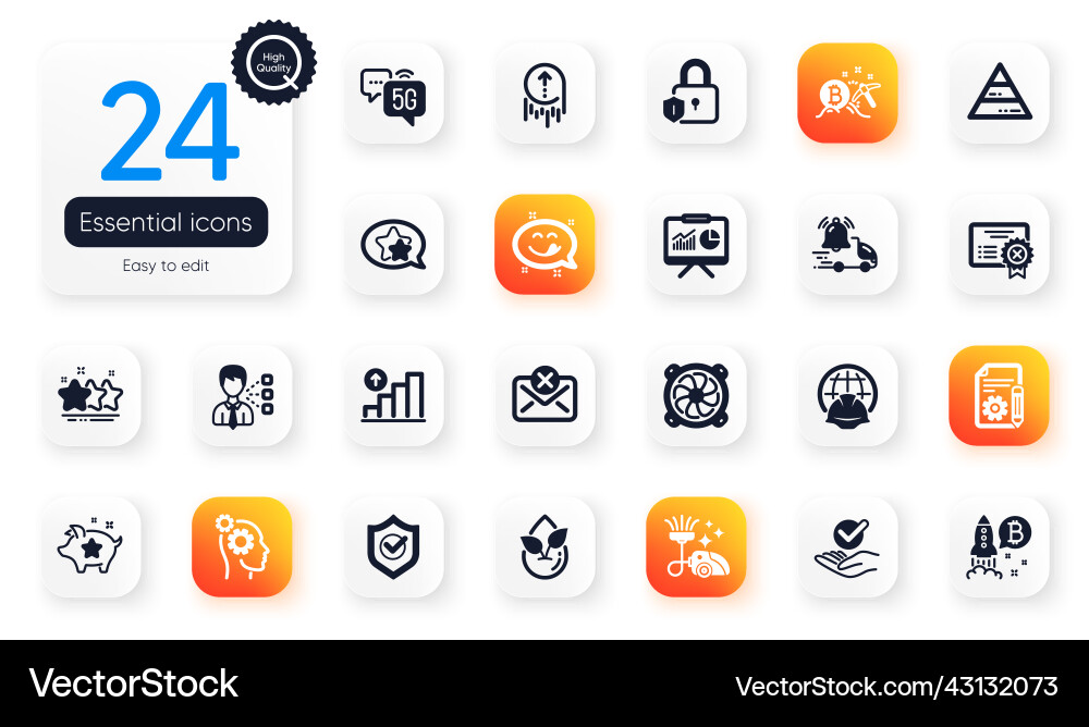 Set of technology flat icons graph chart Set of technology flat icons graph chart vector image