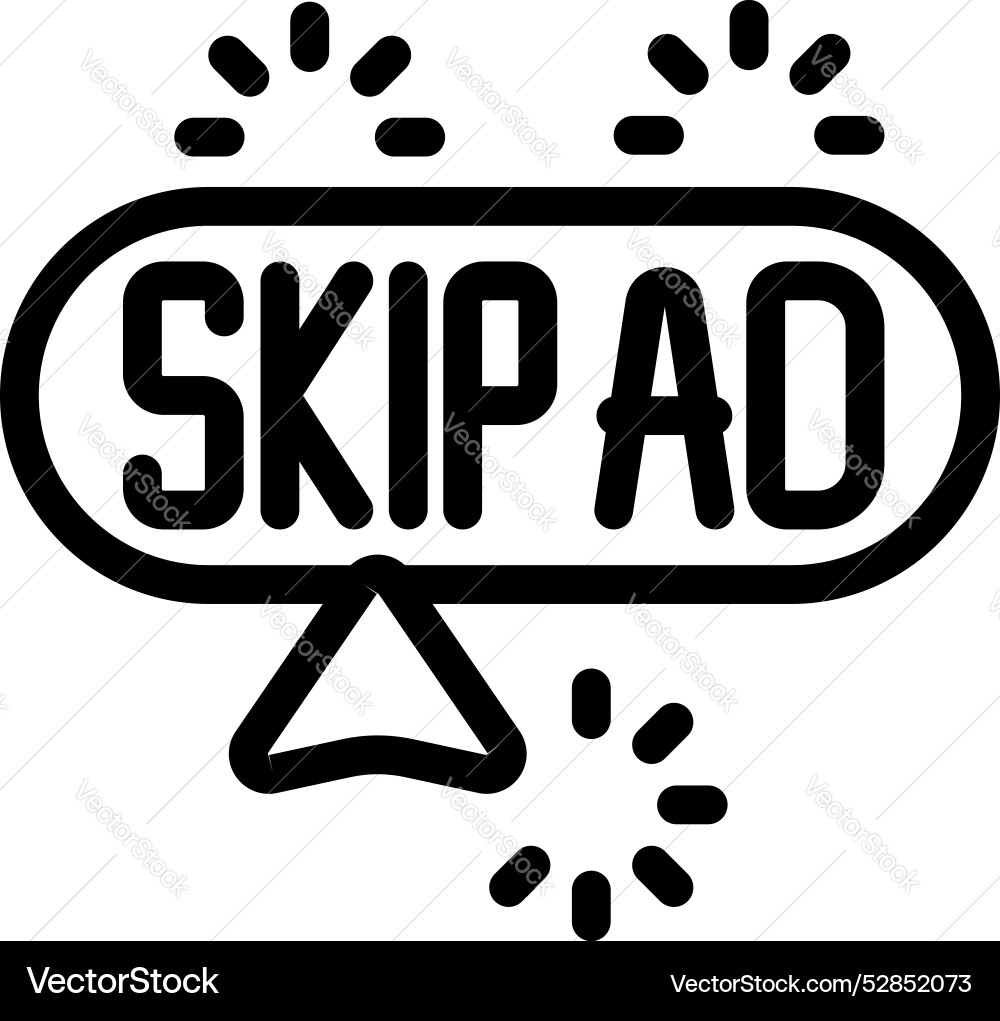 Skip ad button being clicked with cursor Skip ad button being clicked with cursor vector image