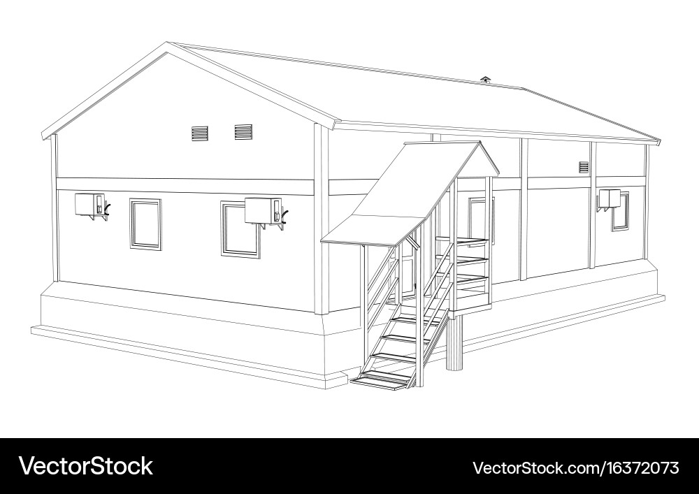 Wire-frame industrial building Royalty Free Vector Image