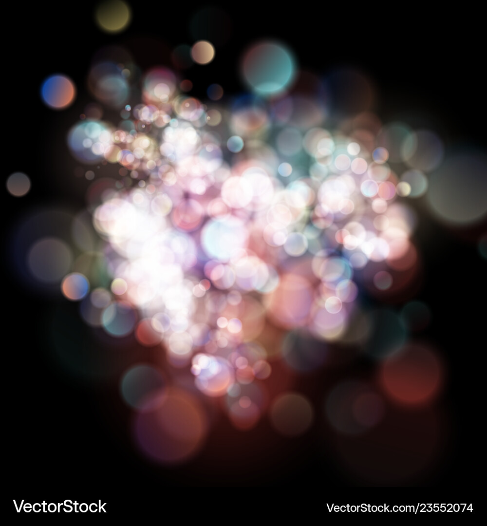 Abstract defocused circular color bokeh on dark Vector Image