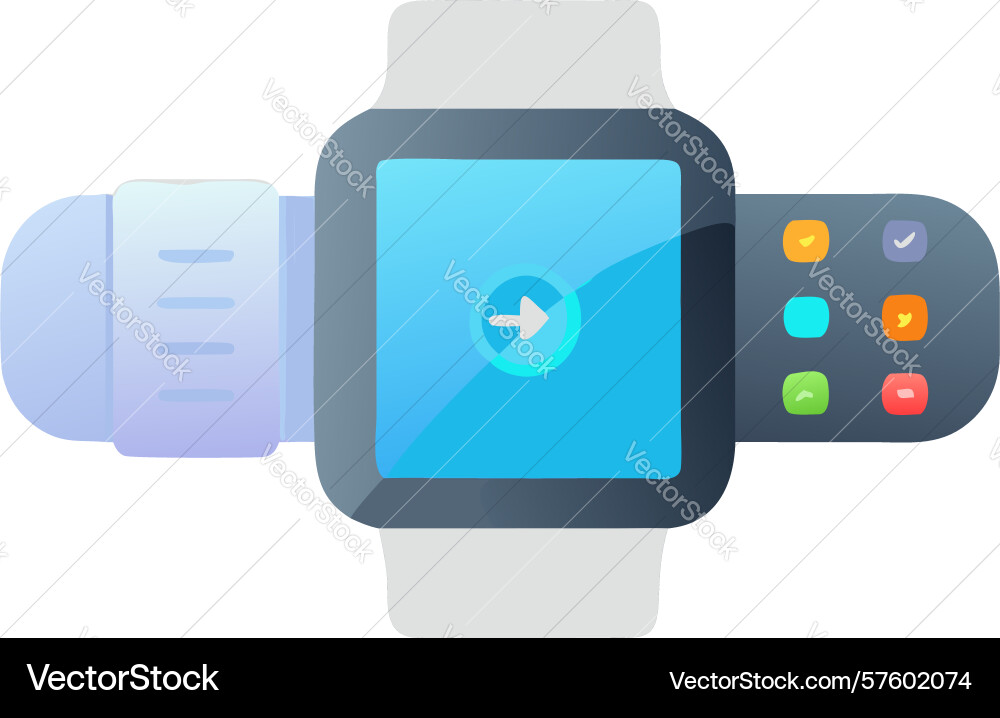 Blue smartwatch with basic icons simple user vector image