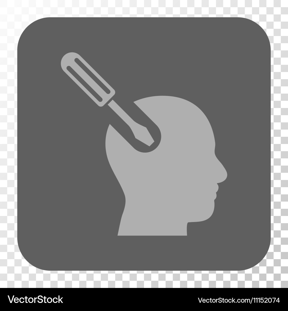 Brain tool rounded square button vector image