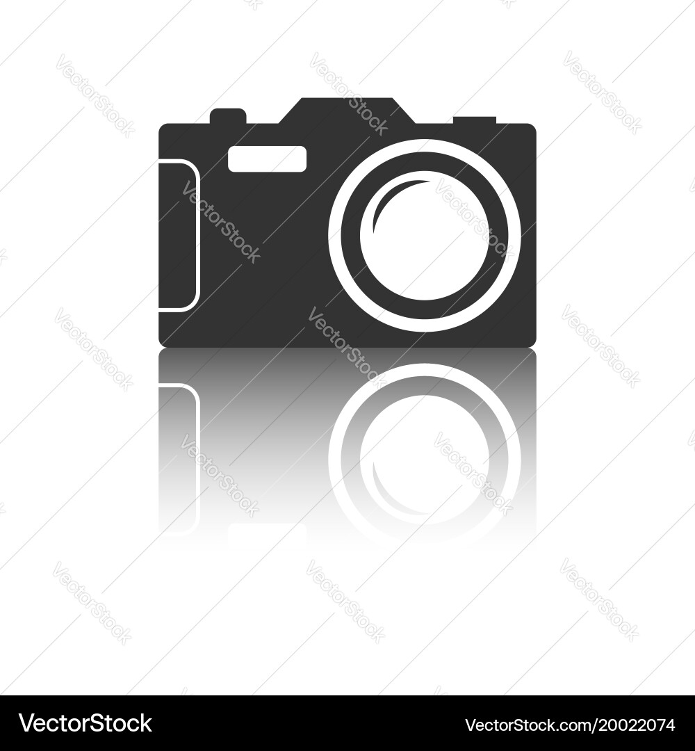 Camera icon with reflection effect on white vector image