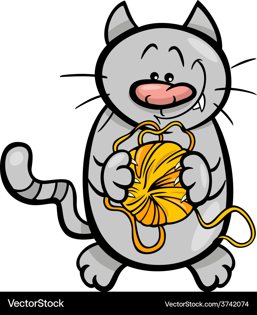 Cat with yarn cartoon Vector Image