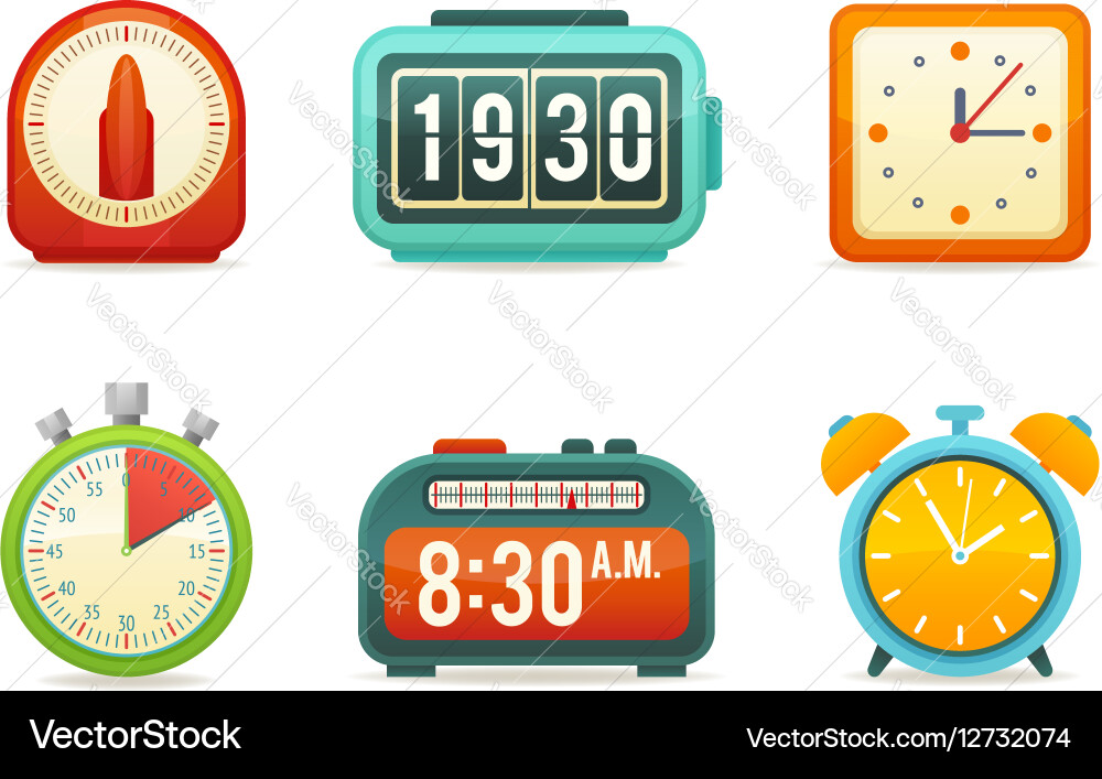 Clock Icons - Digital & Analog Vector Image