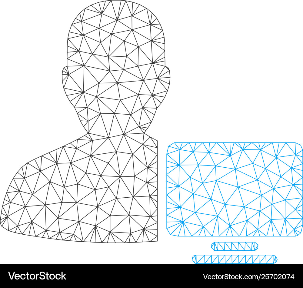 Computer administrator polygonal frame mesh Computer administrator polygonal frame mesh vector image