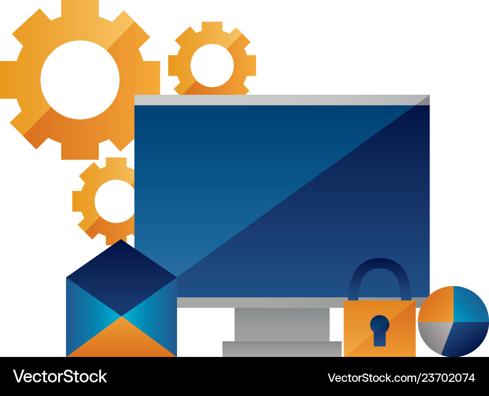 Computer email chart security setting vector image
