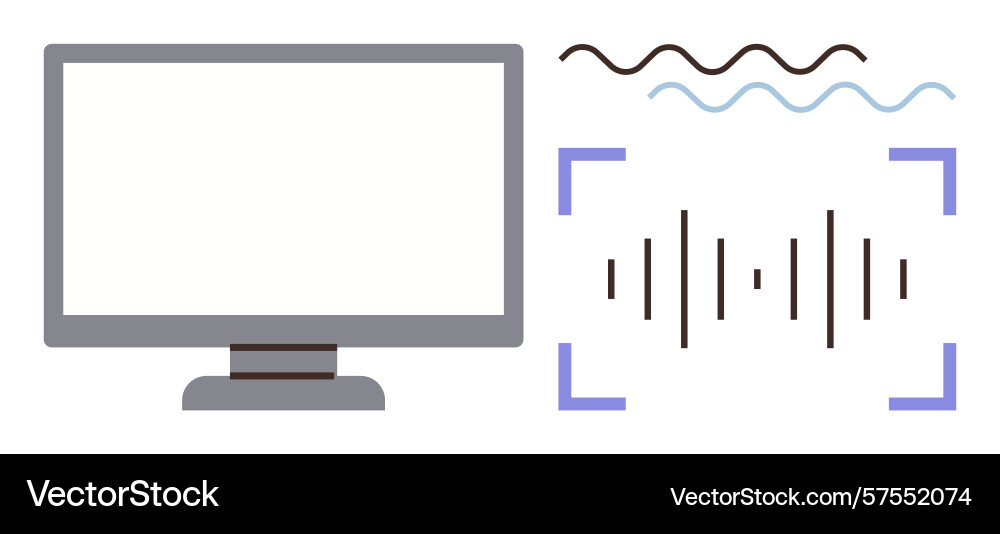 Digital audio visualization displayed on monitor Digital audio visualization displayed on monitor vector image