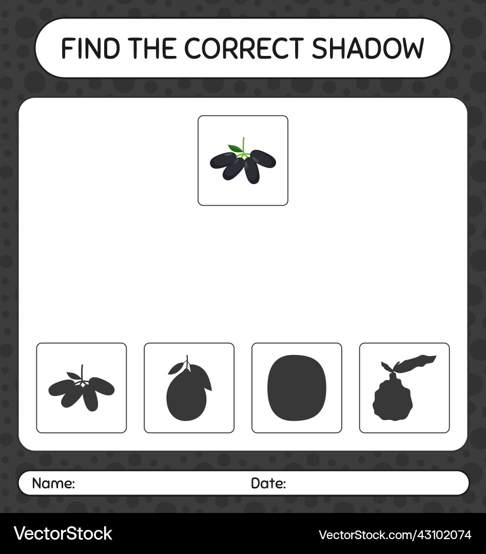 Find the correct shadows game with jambolan Find the correct shadows game with jambolan vector image