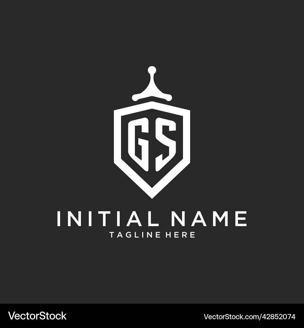 Gs monogram logo initial with shield guard shape Vector Image