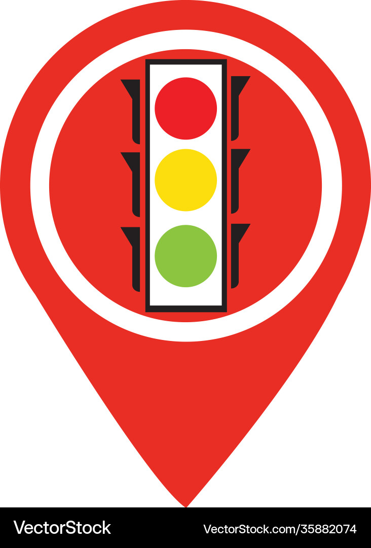 Map pointer traffic light signal - icon Vector Image