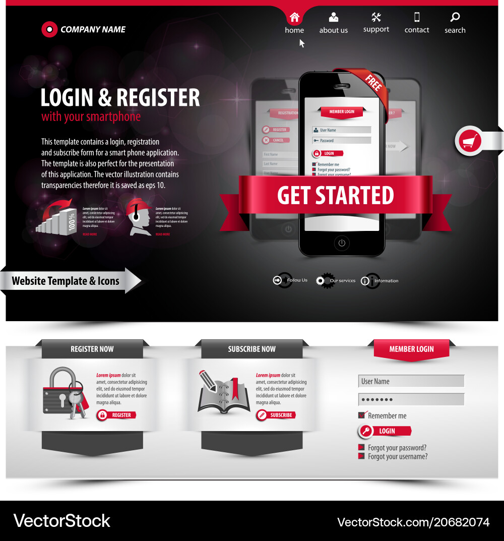 Modern Website Template with Icons vector image