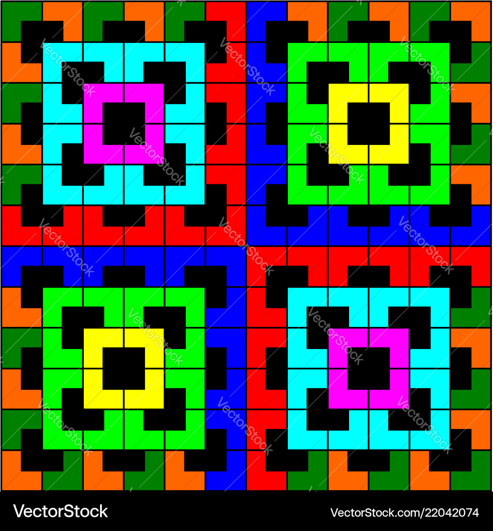 Multi-color geometric pattern on black background vector image