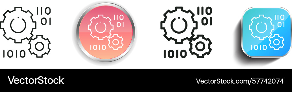 Processing icon thin linear regular and button Processing icon thin linear regular and button vector image