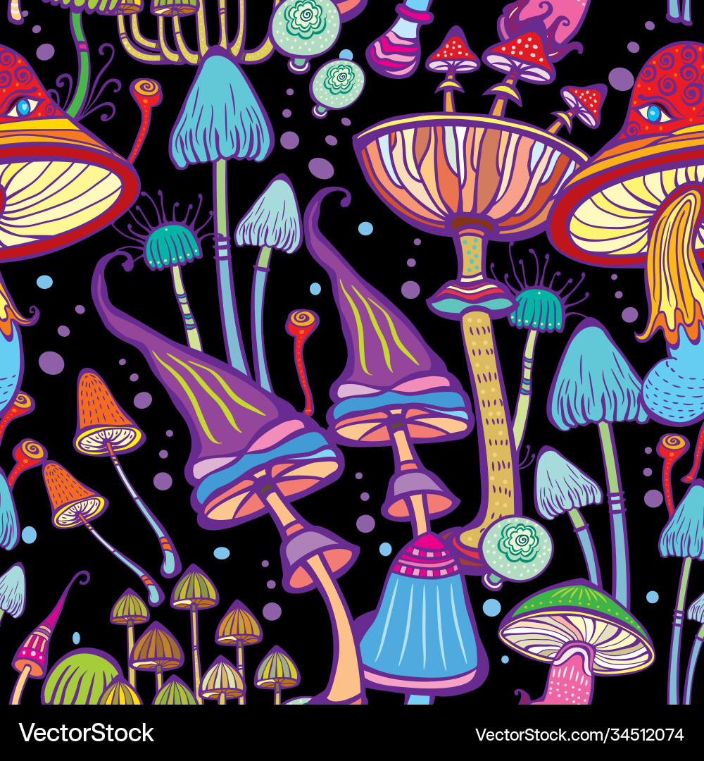 Psychedelic Mushroom Patterns vector image