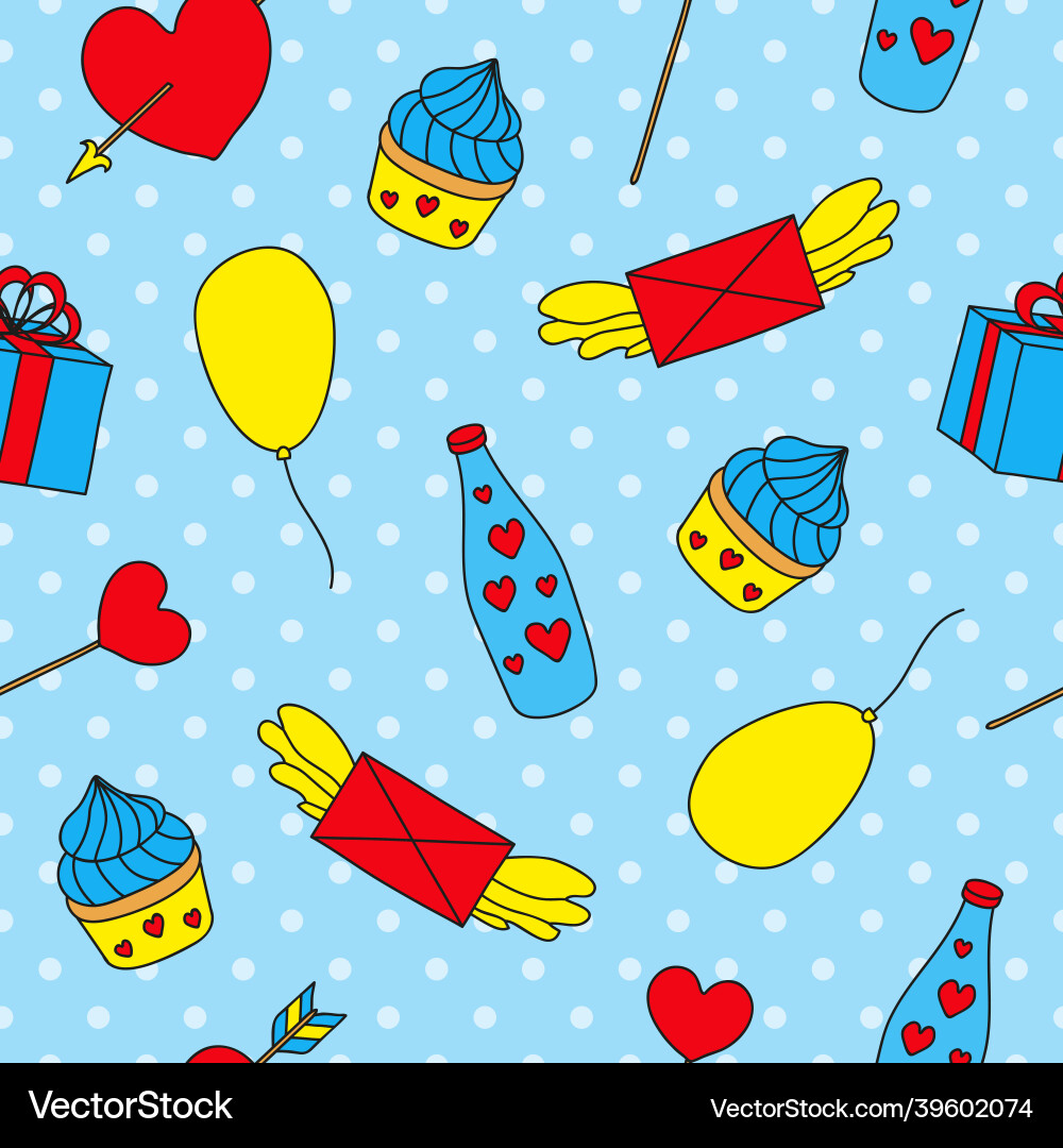Seamless pattern with pop items vector image