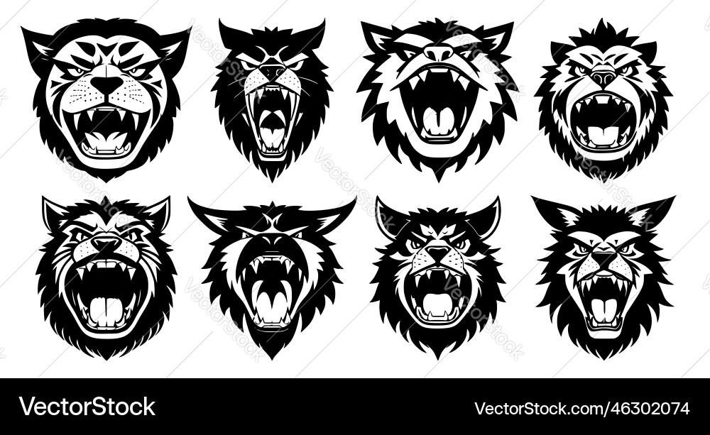 Set of tattoos or logos in the form fantastic Set of tattoos or logos in the form fantastic Vector Image