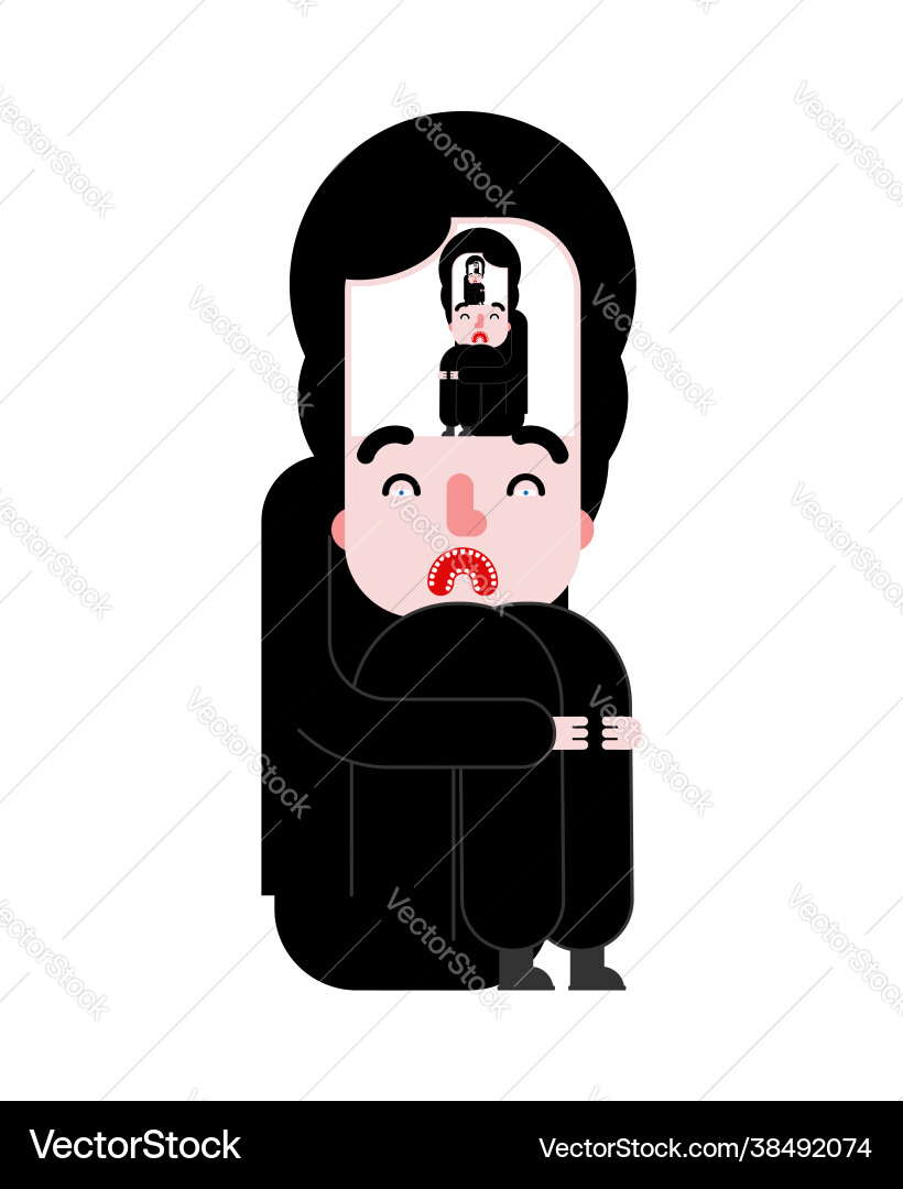 Soul-searching concept man in recursion Soul-searching concept man in recursion vector image