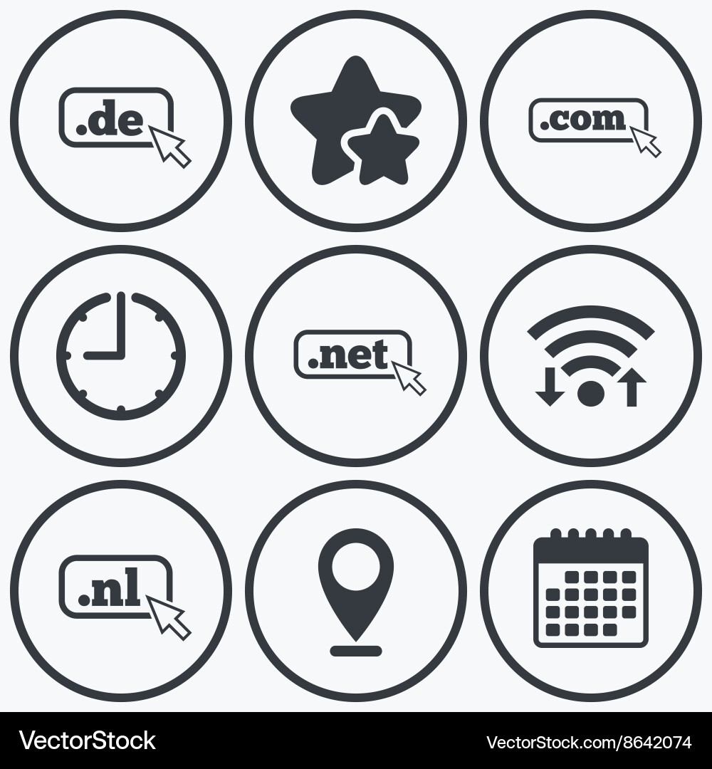 Top-level domains signs de com net and nl Vector Image