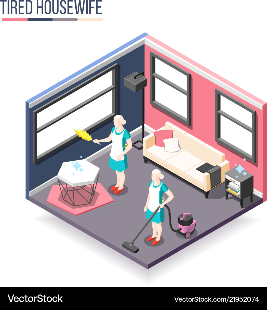 Tortured housewife isometric composition vector image