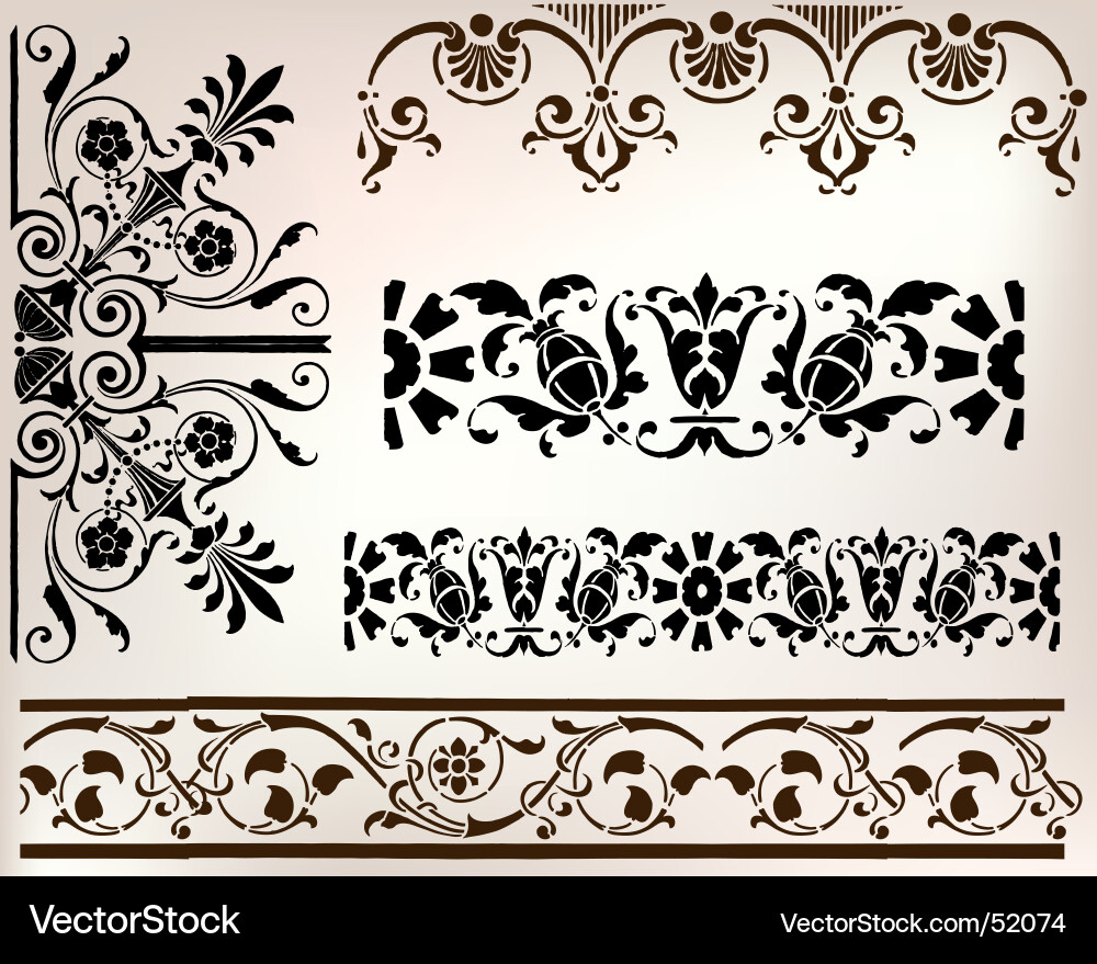 Vintage Paisley & Floral Motifs Vector Image
