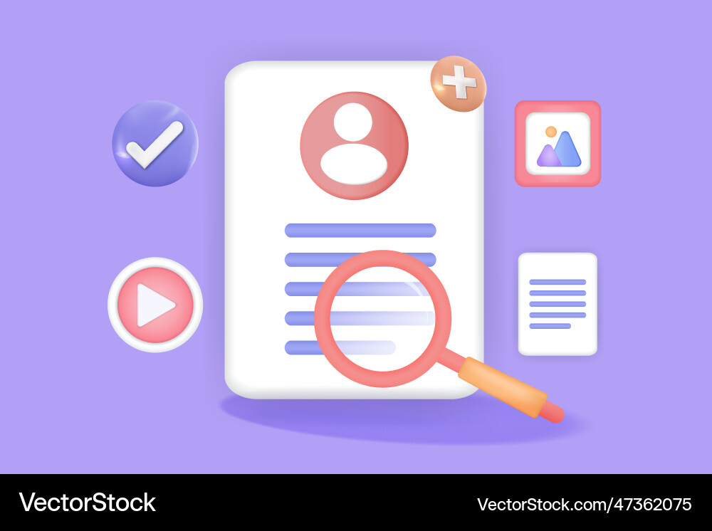 3d searching concept of image video media file 3d searching concept of image video media file Vector Image