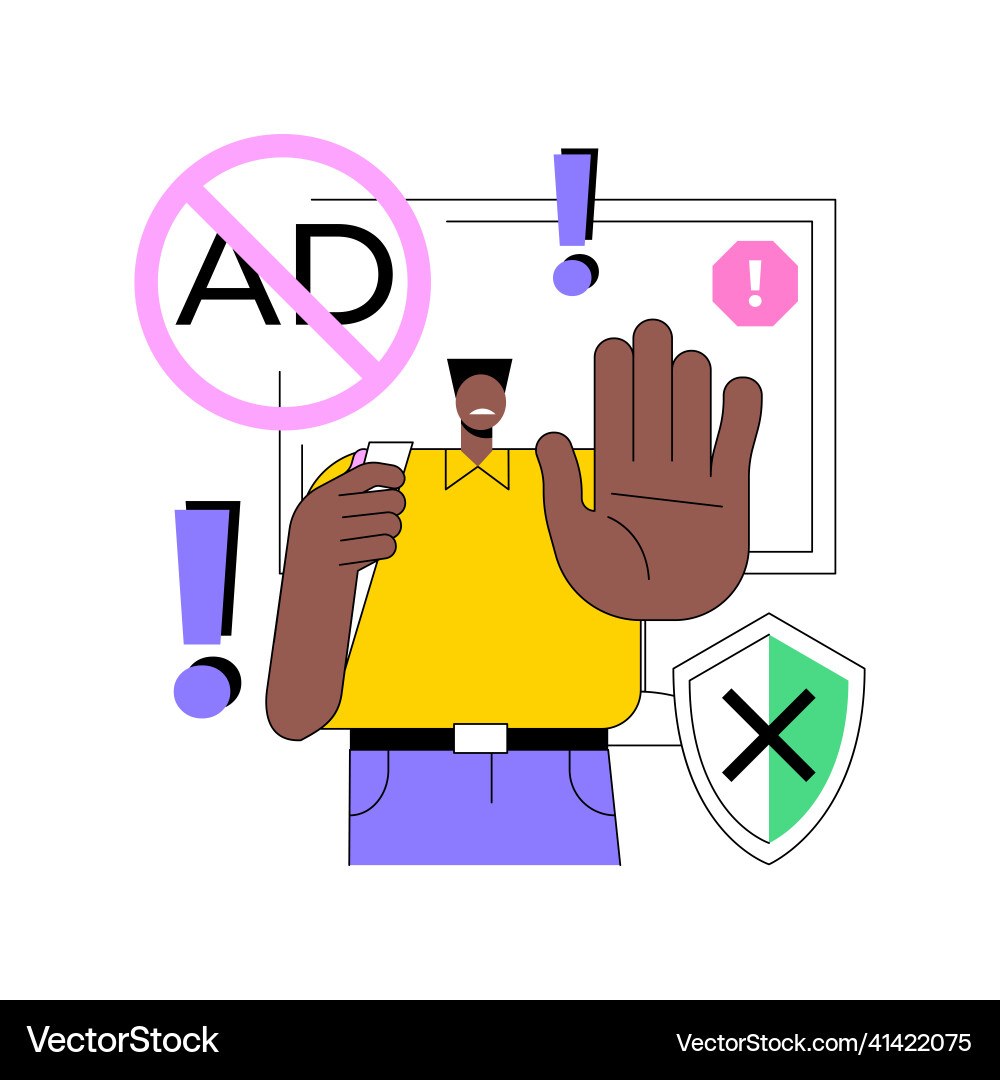 Ad blocking software abstract concept Ad blocking software abstract concept vector image