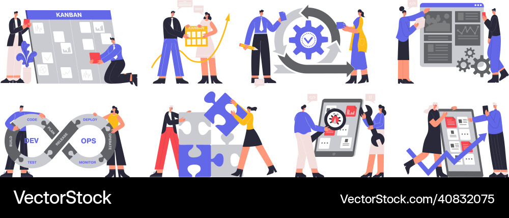 Agile project management devops team and scrum Agile project management devops team and scrum vector image