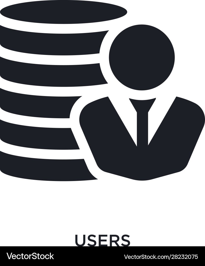 Black users isolated icon simple element from big vector image