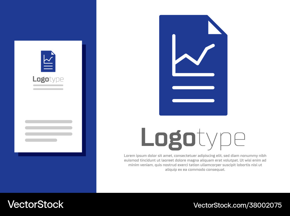 Blue document with graph chart icon isolated vector image