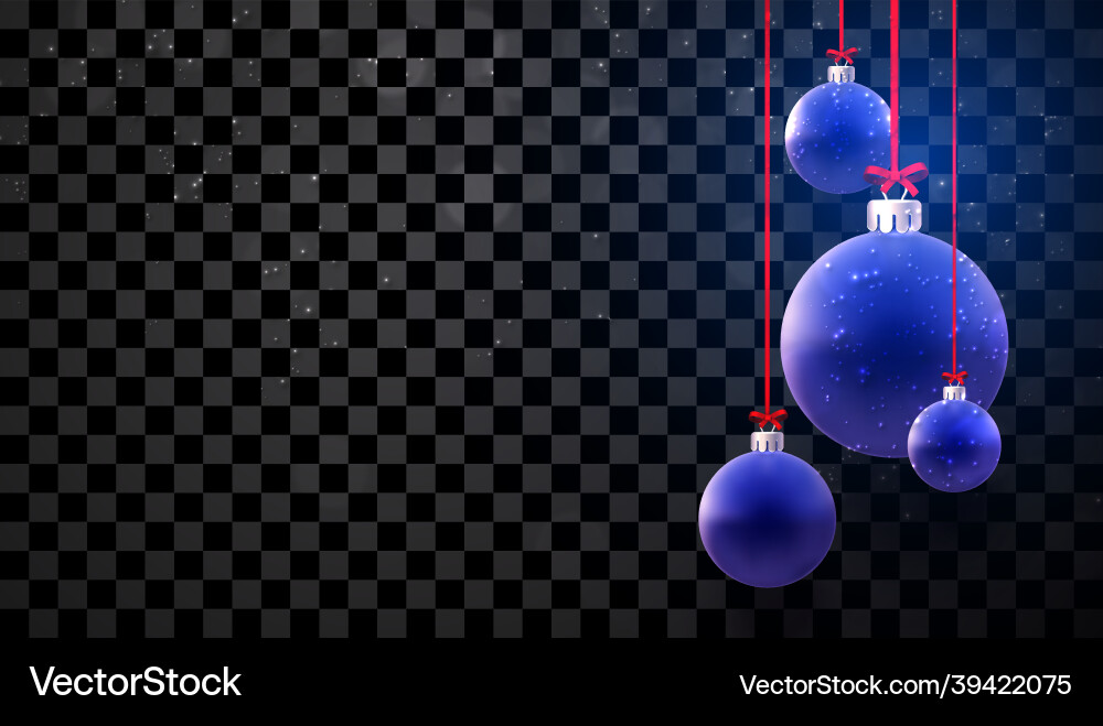 Dunkelblaue Weihnachtsbälle hängen an roten Bändern Dunkelblaue Weihnachtsbälle hängen an roten Bändern vektorbild