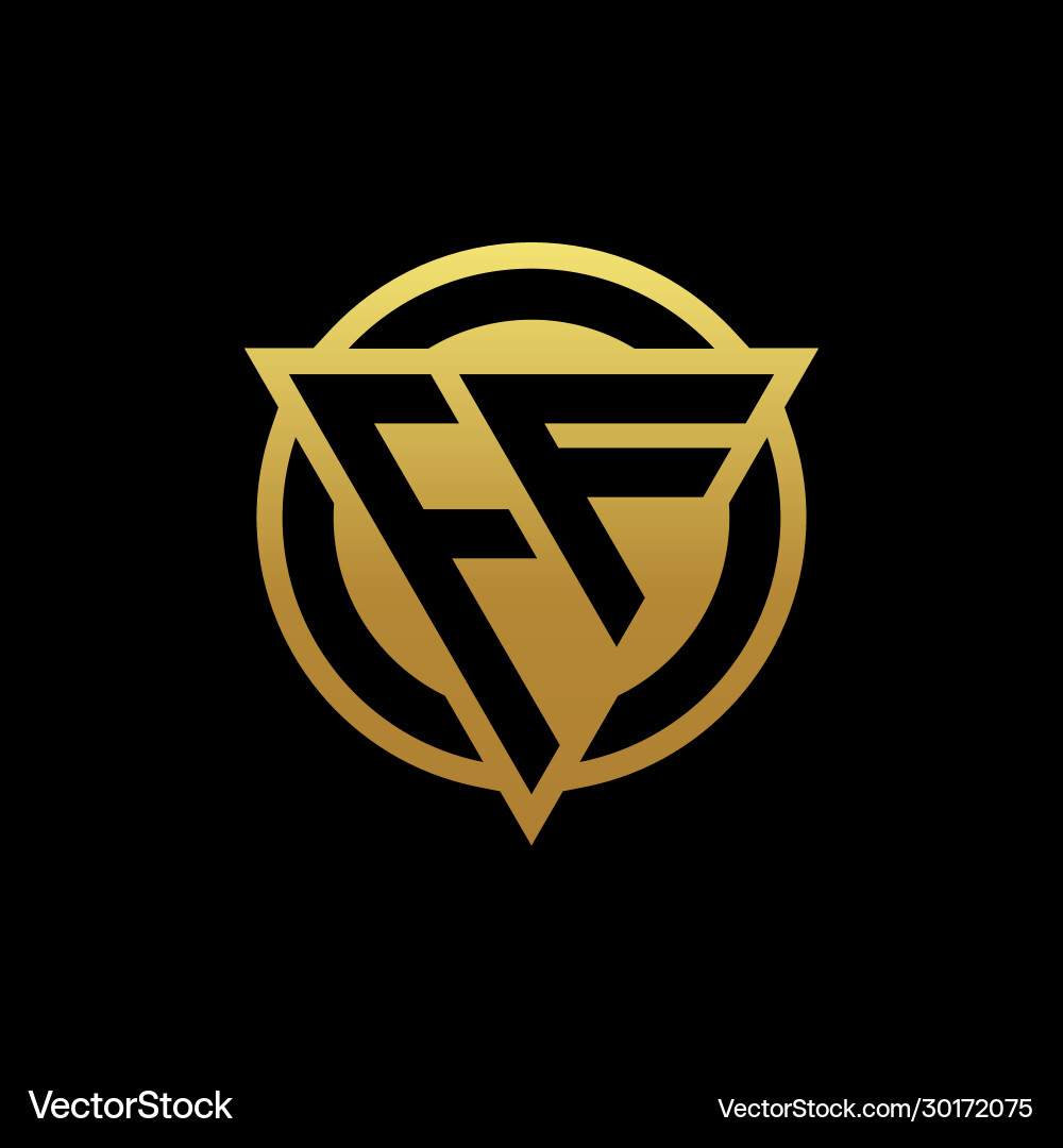Ff logo monogram with triangle shape and circle vector image