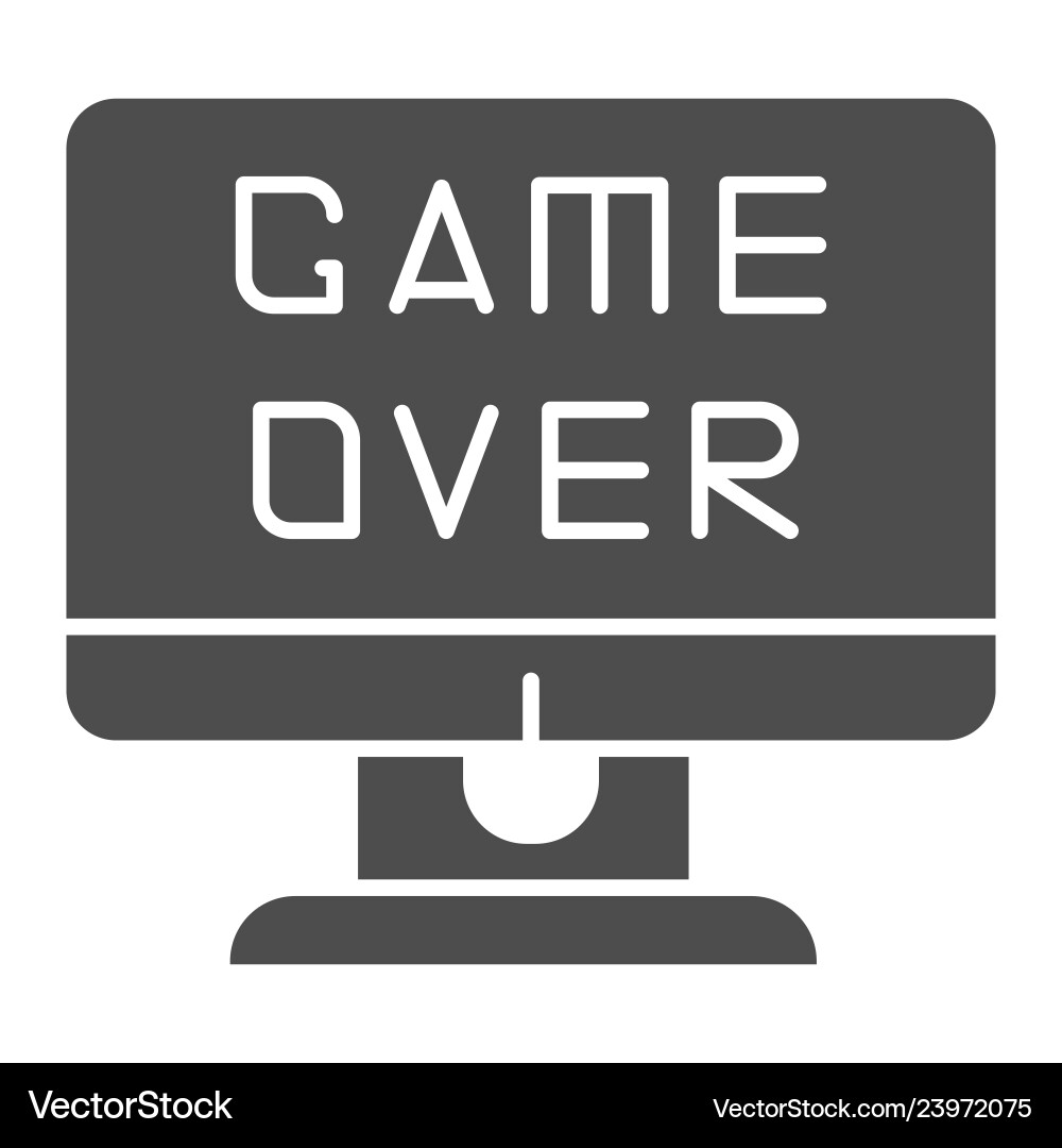 Game over text on screen solid icon end of a Vector Image