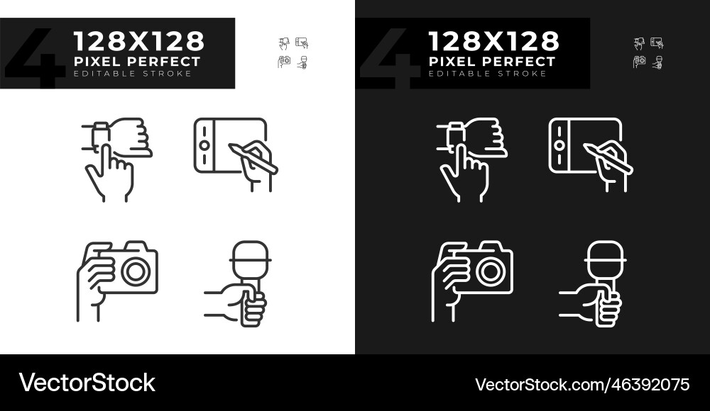 Hands with different devices pixel perfect linear Hands with different devices pixel perfect linear vector image