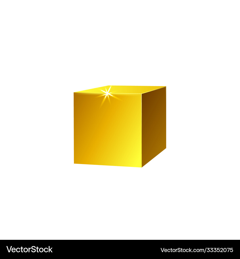 Render golden metallic cube template realistic Vector Image