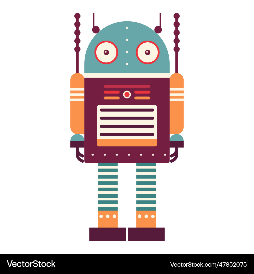 Retro robot mechanical toy in flat Vector Image