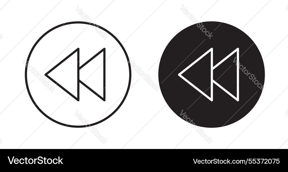 Rewind icon set in thin line for web Vector Image