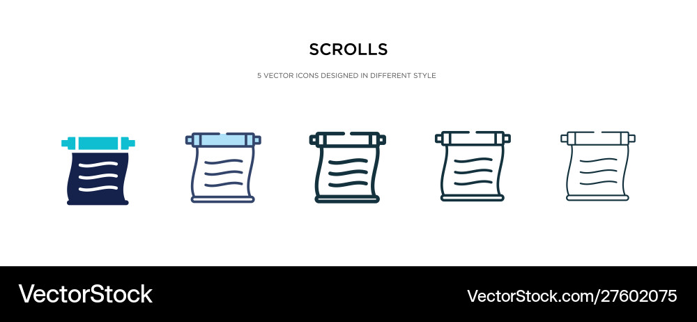 Scrolls icon in different style two colored vector image