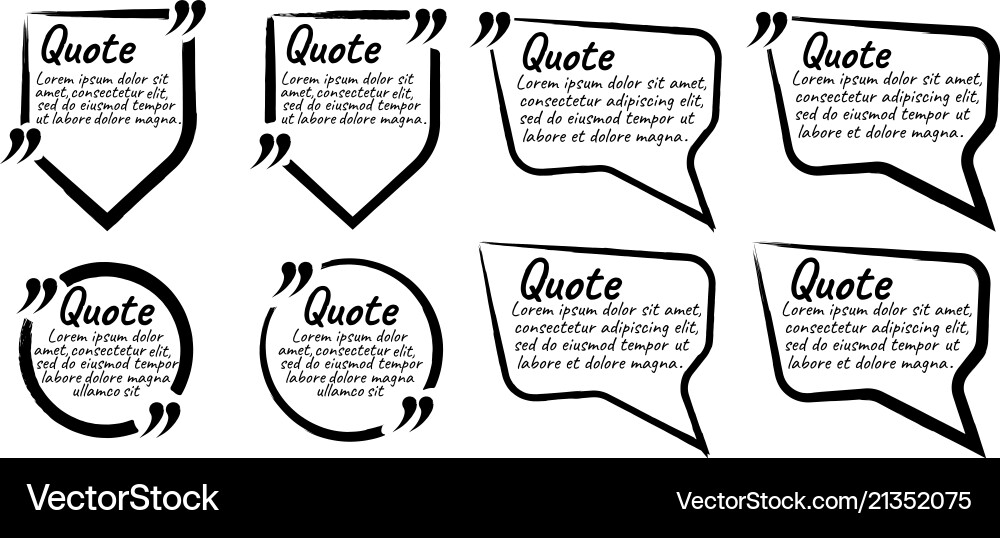 Set of quote blank with text icon and label Vector Image