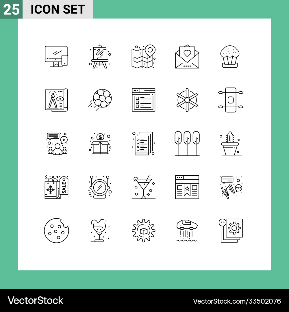 25 universal lines set for web and mobile Vector Image