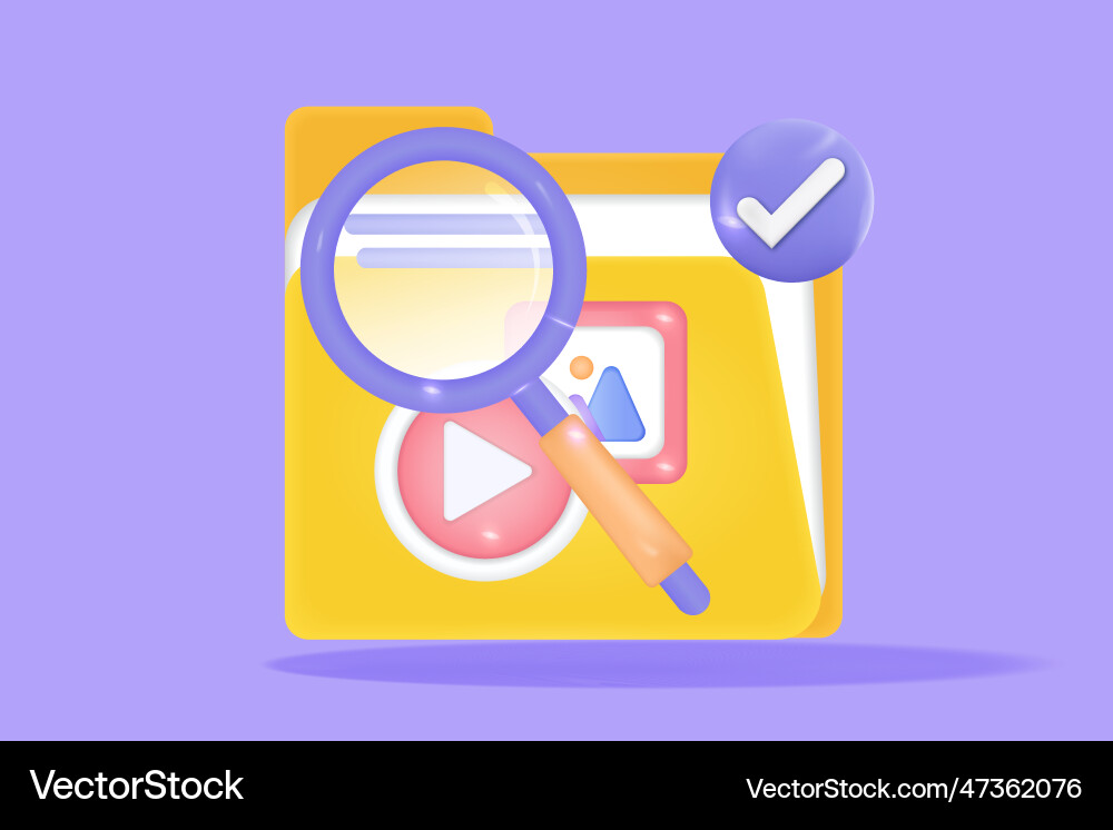 3d searching concept of image video media file 3d searching concept of image video media file vector image