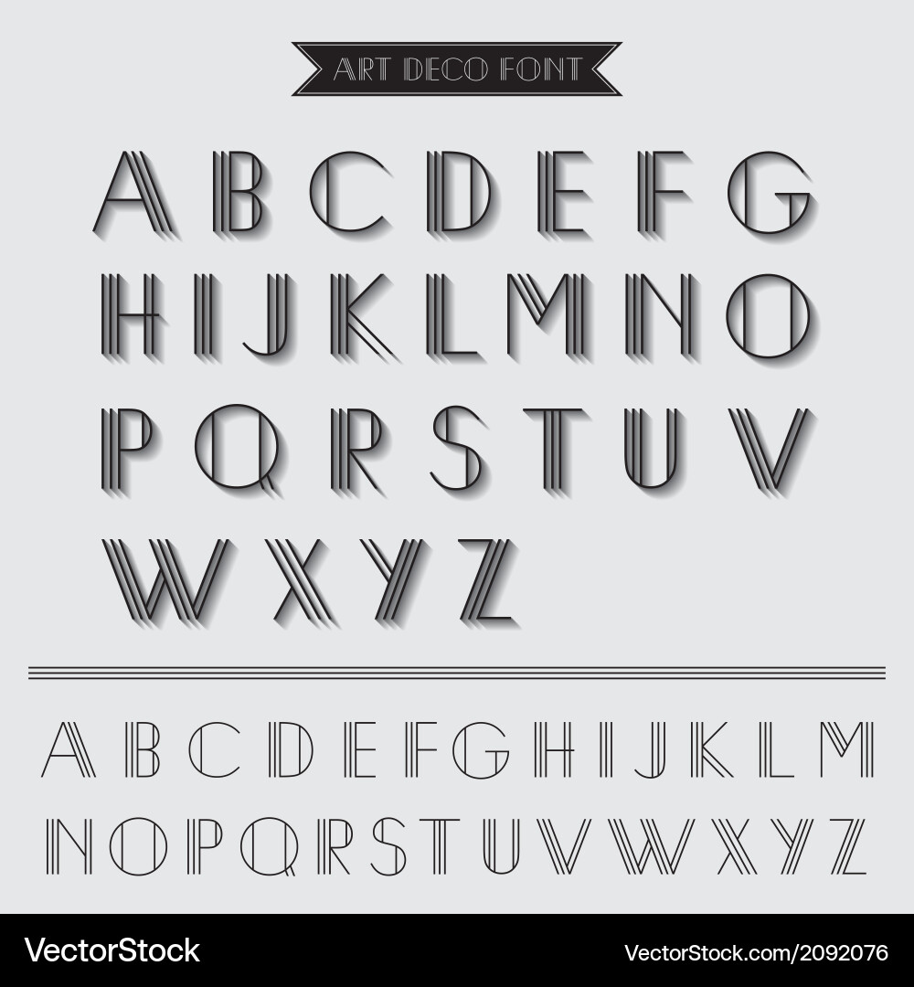 Art Deco Font - Vintage Typography – Royalty-Free Vector | VectorStock, image size:1000x1080