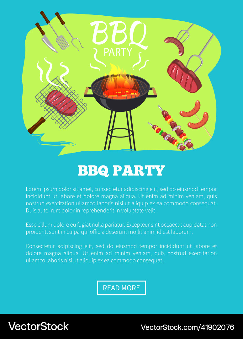 Bbq party web page and text Bbq party web page and text vector image