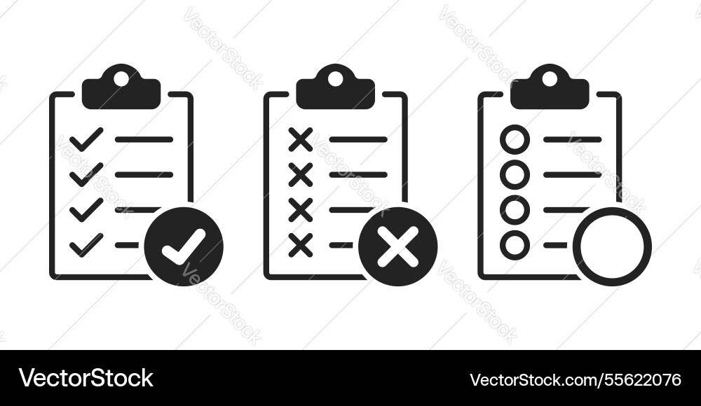 Clipboard with checklist icon set in flat style Clipboard with checklist icon set in flat style Vector Image