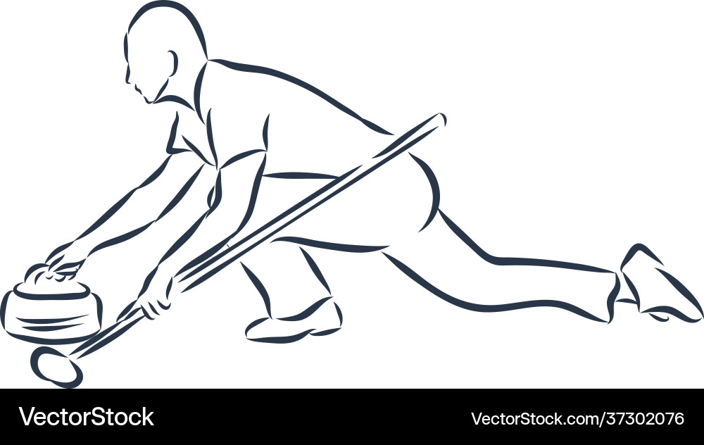 Curling player on white background Curling player on white background Vector Image